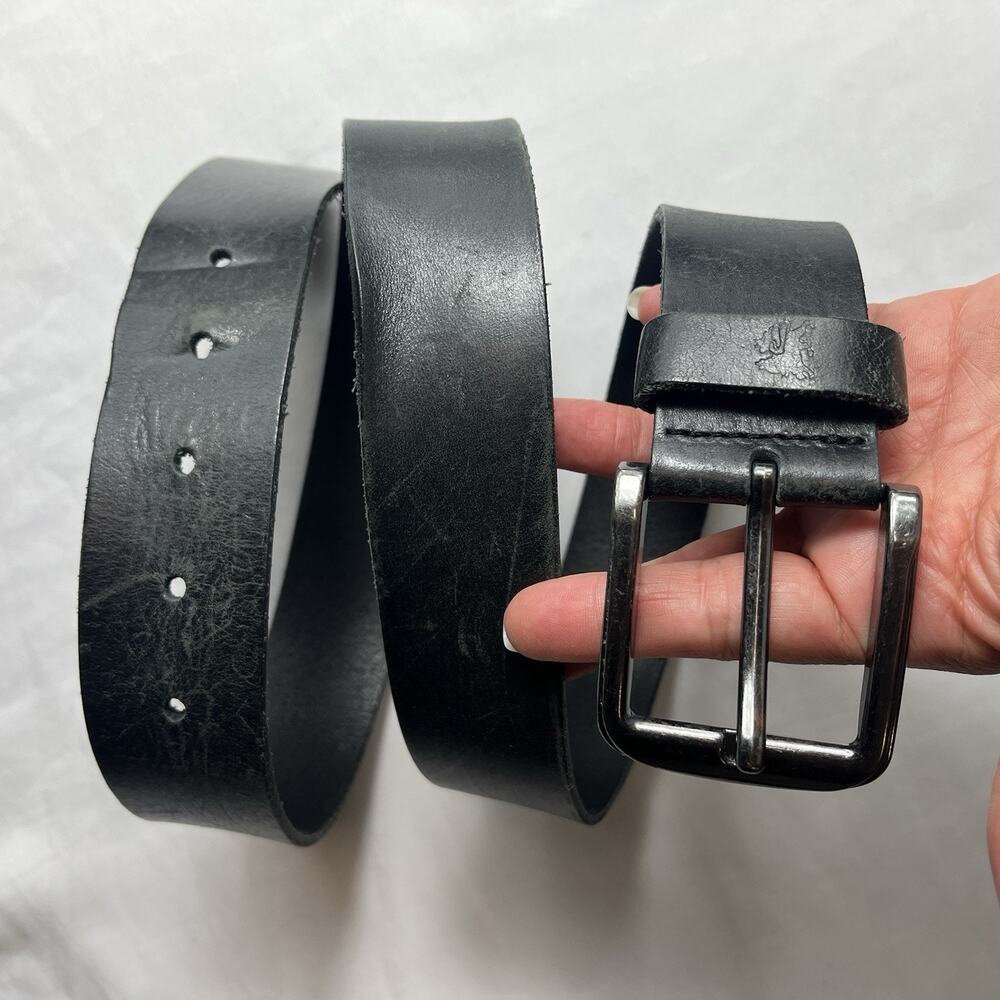 Lerros Mens Black Genuine Leather Belt Size 95cm (M), Classic, Gunmetal Hardware View 6